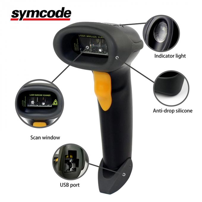 El escáner de laser de Symcode 1D, escáner del código de barras del PDA con la ayuda del soporte ordena